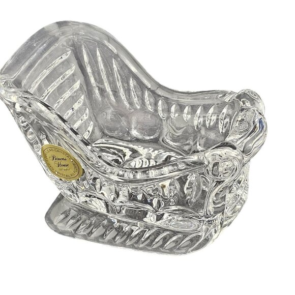 Princess House Crystal Santa Sleigh Candleholder 3" Christmas sled 24% Lead glas - Picture 2 of 12